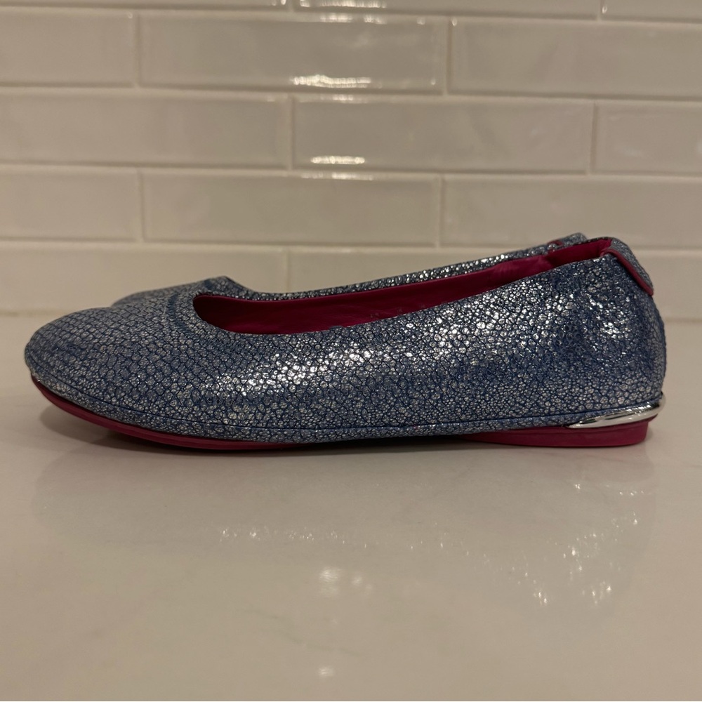 Soto Massini Milano Terzetto Metal Charms Ballet Flats Shimmer Sky Blue sz 41